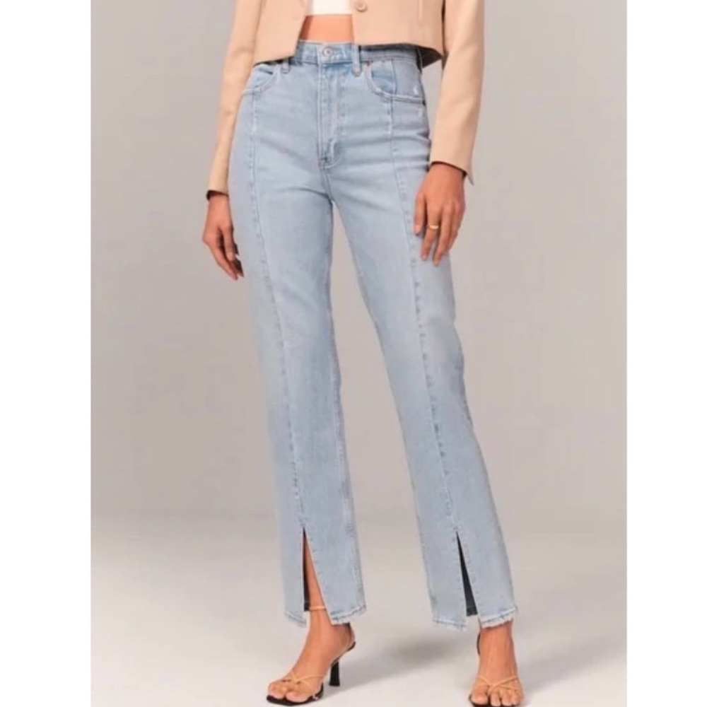 Abercrombie & Fitch 90s Straight Ultra High Rise Jeans Split Hem Size 29